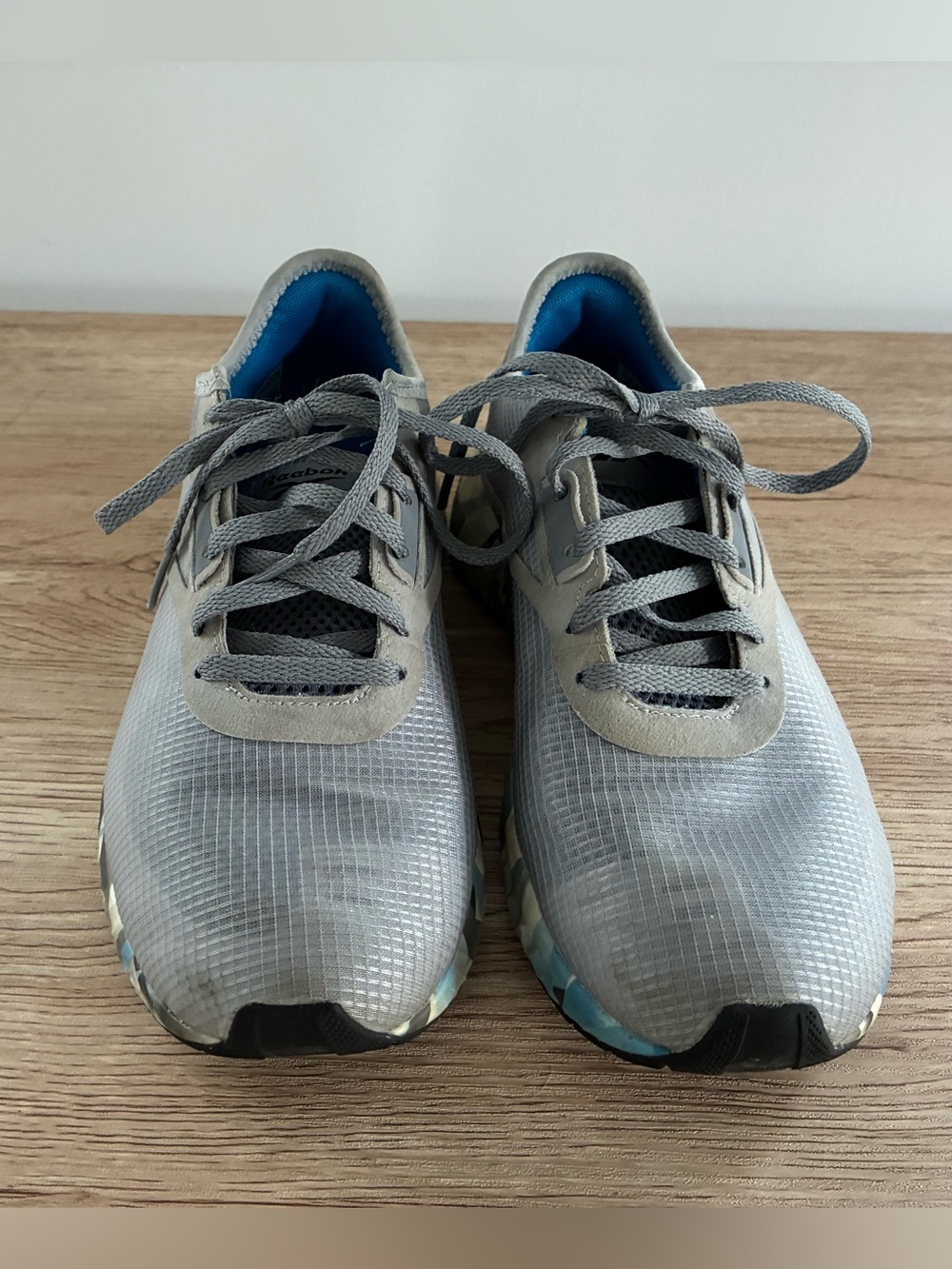 Reebok Gray Athletic Sneakers with Blue Camouflage Accents - Picture 3 of 6